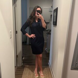 Gretchen Scott Ruffle Neck Shift Dress